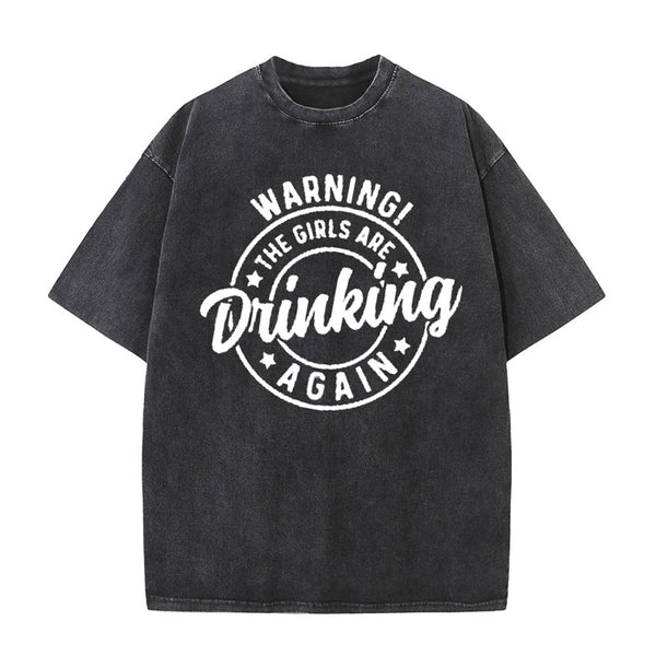 Vintage Washed Funny Drinking Short Sleeve T-shirt | Gthic.com