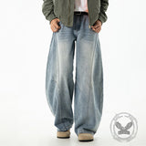 Vintage Washed Loose Casual Scimitar Jeans | Gthic.com