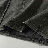 Vintage Washed Zipper Pocket Distressed T-shirt