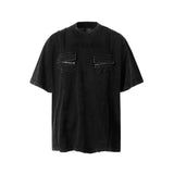 Vintage Washed Zipper Pocket Distressed T-shirt