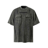 Vintage Washed Zipper Pocket Distressed T-shirt