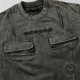 Vintage Washed Zipper Pocket Distressed T-shirt