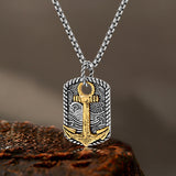 Vintage Wave Anchor Stainless Steel Pendant | Gthic.com