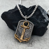 Vintage Wave Anchor Stainless Steel Pendant | Gthic.com