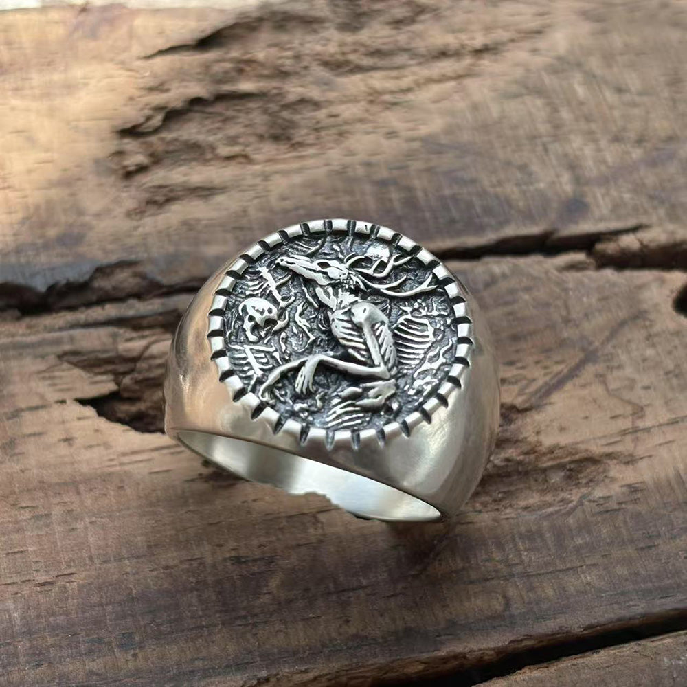 Vintage Wendigo Skeleton Sterling Silver Ring – GTHIC