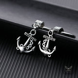 Vintage Wheel Ship Anchor Copper Earrings