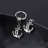 Vintage Wheel Ship Anchor Copper Earrings