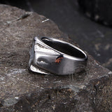 Vintage White Shell Cross Stainless Steel Ring