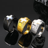 Vintage White Shell Cross Stainless Steel Ring | Gthic.com