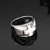 Vintage White Shell Cross Stainless Steel Ring | Gthic.com