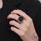 Vintage Zirconia Demon Eye Stainless Steel Skull Ring | Gthic.com