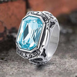 Vintage Zirconia Demon Eye Stainless Steel Skull Ring | Gthic.com