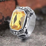 Vintage Zirconia Demon Eye Stainless Steel Skull Ring | Gthic.com