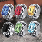 Vintage Zirconia Demon Eye Stainless Steel Skull Ring | Gthic.com