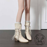 Wasteland Style Fringe Pointed Toe Martin Boots | Gthic.com