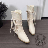 Wasteland Style Fringe Pointed Toe Martin Boots