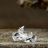 Wave Sun and Moon Alloy Open Couple Ring | Gthic.com