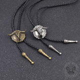 West Bull Skull Alloy Braided Bolo Tie | Gthic.com