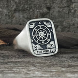Wheel of Fortune Tarot Card Sterling Silver Ring | Gthic.com