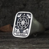 Wheel of Fortune Tarot Card Sterling Silver Ring | Gthic.com