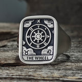 Wheel of Fortune Tarot Card Sterling Silver Ring | Gthic.com