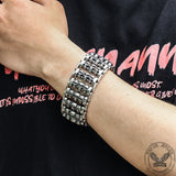 Wide Skull Stainless Steel Biker Bracelet