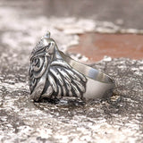Wisdom Owl Stainless Steel Viking Ring | Gthic.com