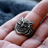 Wisdom Owl Stainless Steel Viking Ring | Gthic.com