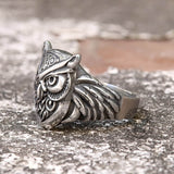 Wisdom Owl Stainless Steel Viking Ring | Gthic.com