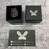 Anello teschio vintage in acciaio inossidabile con testa di lupo guerriero