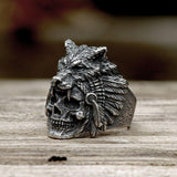 Wolf Head Stainless Steel Skull Ring | Gthic.com