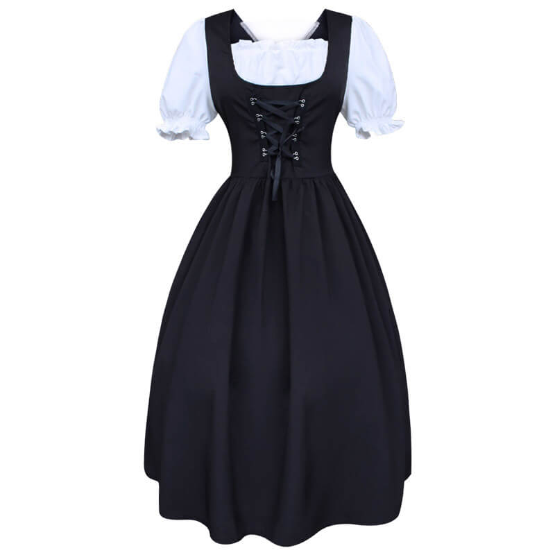 Women's Medieval Lace Up Costume Dress, Black / M (Bust 92 cm) Women's Medieval Lace Up Costume Dress, Black / M (Bust 92 cm)