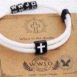 WWJD Letter Cross Adjustable Nylon Bracelet 03 | Gthic.com