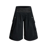 Y2K America Large Pockets Wide Leg Cargo Shorts