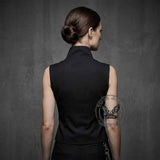 Y2K Gothic Rivet Slim Fit Zipper Vest | Gthic.com