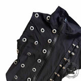 Bustier corsé de cuero de encaje negro