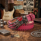 Y2K Gothic Skull Heart Claw PU Leather Studded Belt | Gthic.com
