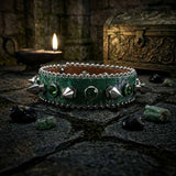 Y2K Spiked Rhinestone PU Leather Cuff Bracelet