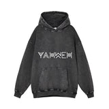 Yahweh Pattern Vintage Washed Hoodie | Gthic.com