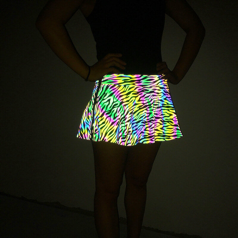 Zebra Print Spandex Reflective Skirt