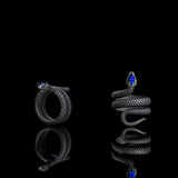 Zircon-set Coiled Snake Sterling Silver Ring | Gthic.com