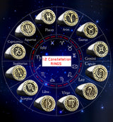 12 Constellation Zodiac Signs Stainless Steel Ring