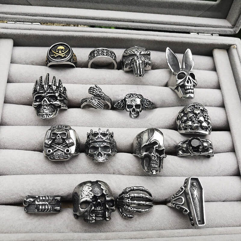16 Skull Rings Set – GTHIC