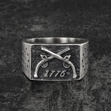 1776 Crossed Guns Sterling Silver Ring