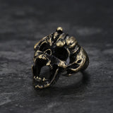 Halloween Horror Pumpkin Sterling Silver Skull Ring | Gthic.com