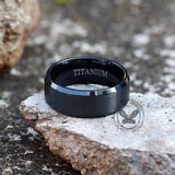 8mm Black Brushed Titanium Band Ring | Gthic.com