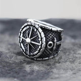 Striking Anchor And Compass Stainless Steel Marine Ring | Gthic.com