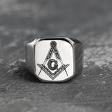 Ag Polished Stainless Steel Masonic Ring | Gthic.com