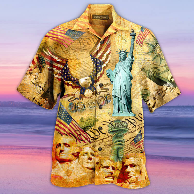American Flag Eagle And Statue Of Liberty Hawaiian Shirt