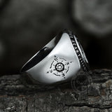 Anchor And Compass Stainless Steel Marine Ring | Gthic.com
